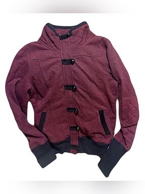 tWik exclusivity simons Simons Maroon Toggle-Front Jacket with Black Trim